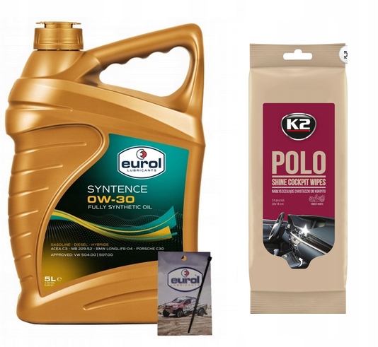 Olej syntetyczny Eurol Syntence Fs 0W30 5L+ŚCIERECZKI Do Kokpitu Gratis!