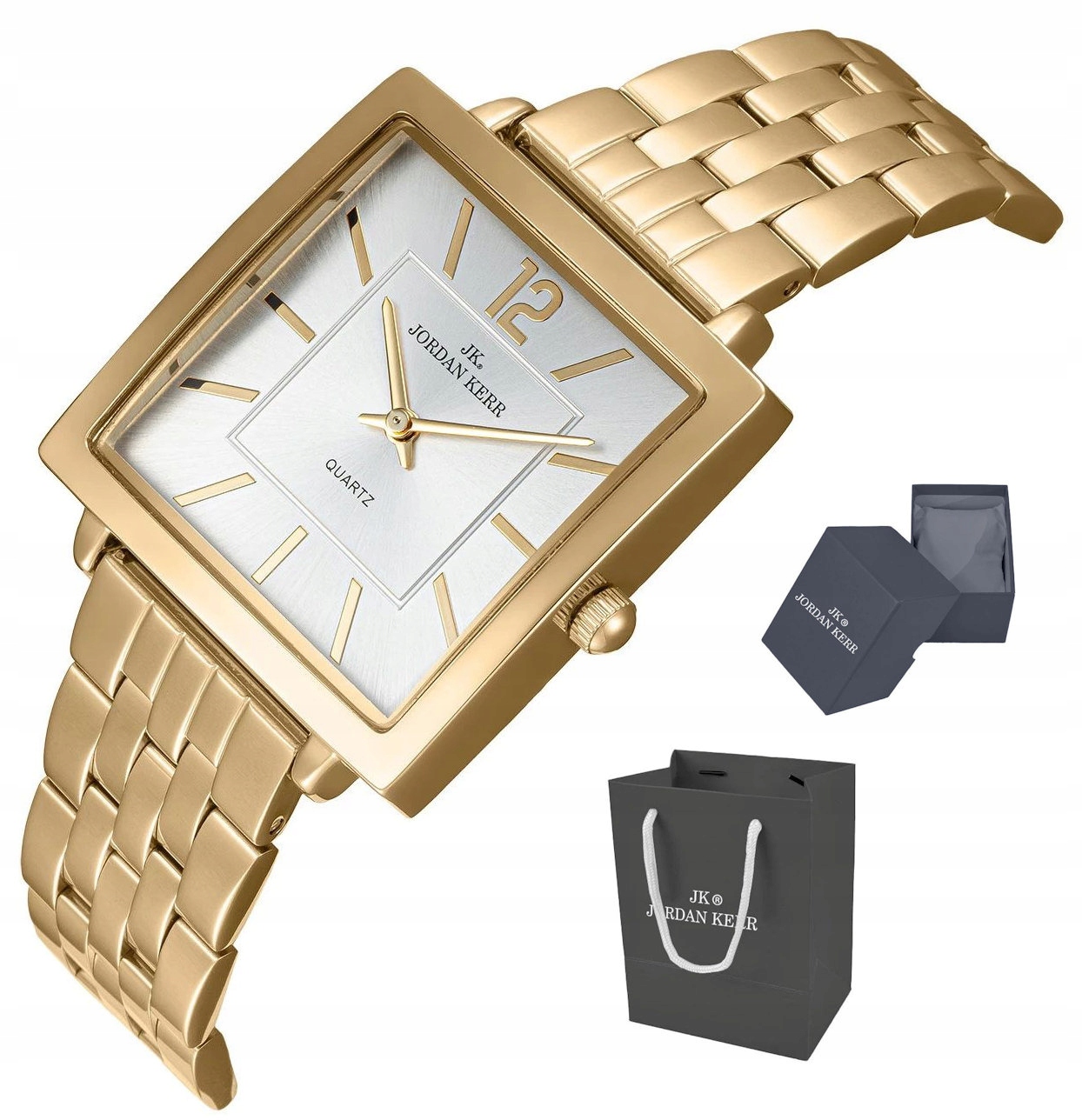 Dámské Zlaté Čtvercové Fashion Hodinky Jordan Kerr P9010 Ipg St 32 mm