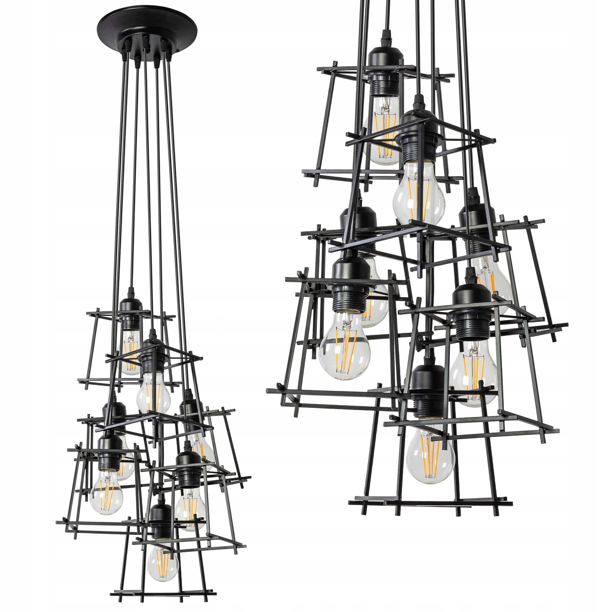 Černá Závěsná Stropní Lampa Loft Industrial 7xE27 Do Obývacího Pokoje Jídelny