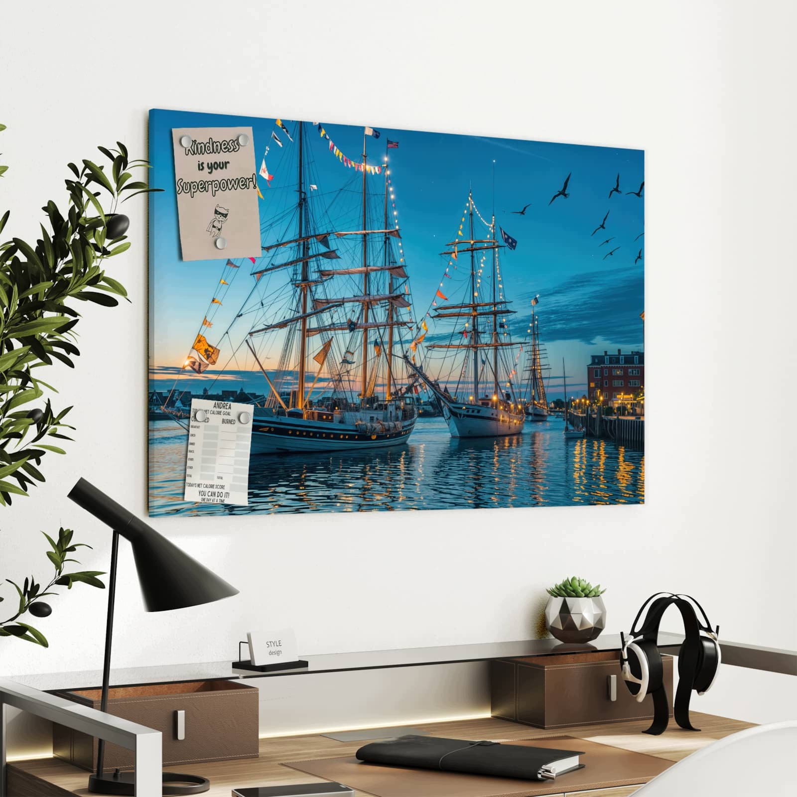 Magnetická tabule Statki Port 90 × 60 cm