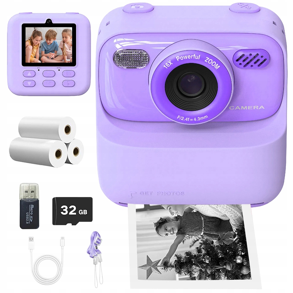Fotoaparát Pro Děti S Okamžitým Tiskem A 32 Gb Paměti
