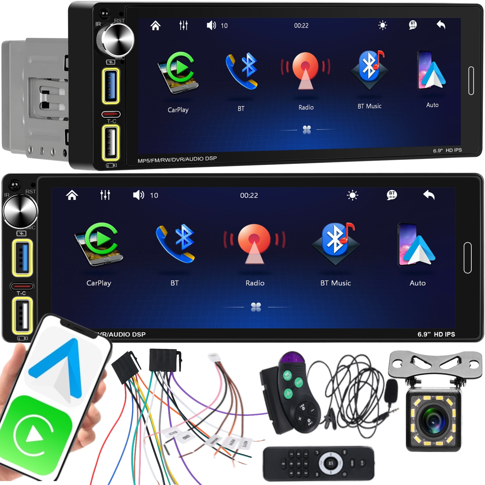 Autorádio 1 Din Usb Dotykové Android Auto Carplay Mirror Link Usb
