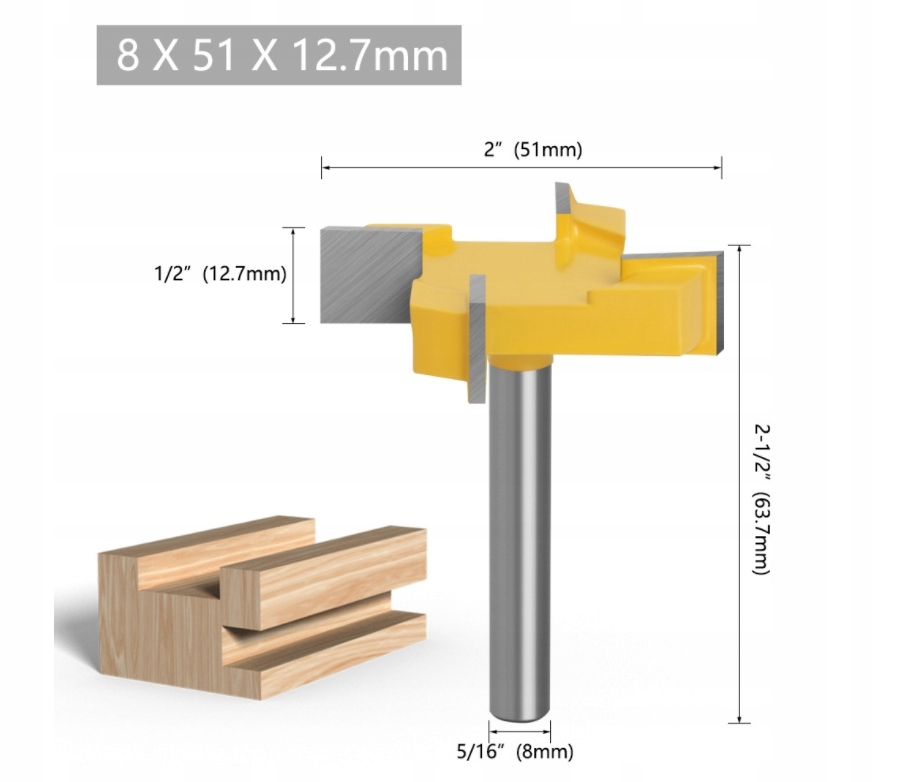 Frez Planowania Prosty Rowków Drewna 51x12.7mm 8mm Marka bez marki
