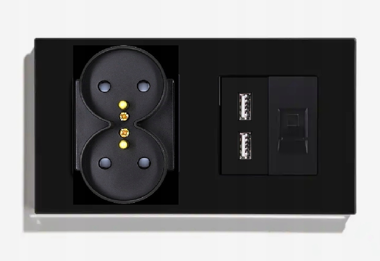 Dvojitá Skleněná Zásuvka Internetový Konektor RJ45 CAT5 2x Usb