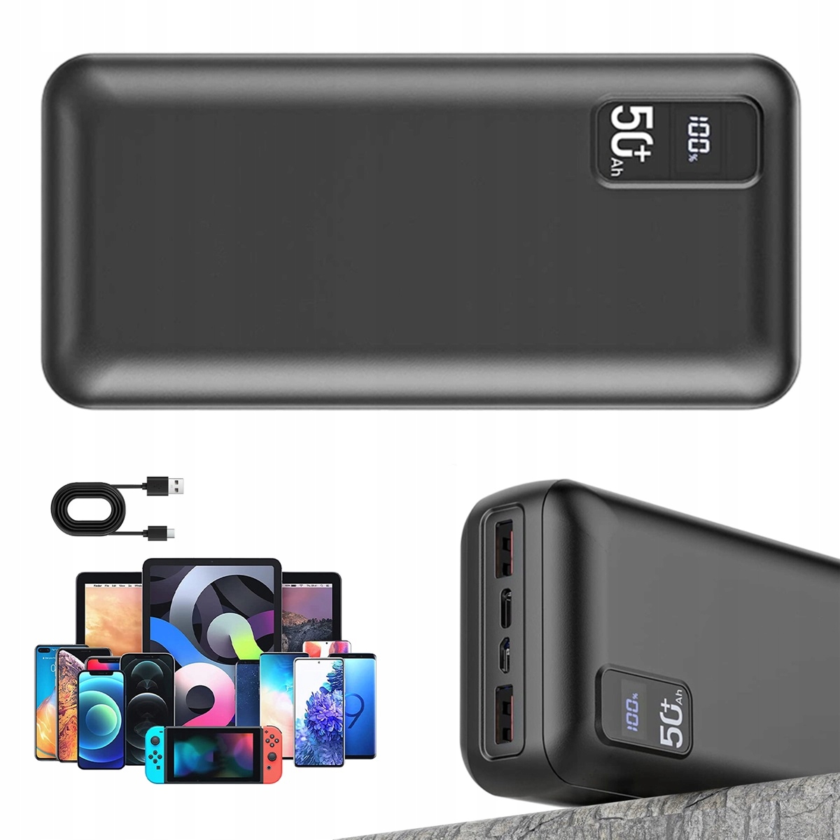 Powerbanka 50000 Mah S Porty Usb Typu C Pro Chytré Hodinky A Tablety