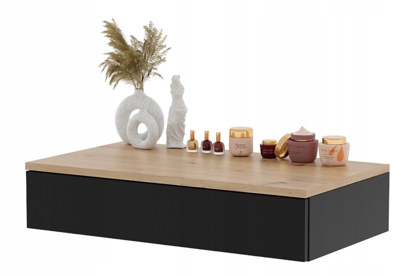 Závesná Toaletná Konzola Loft Čierna Dub Artisan