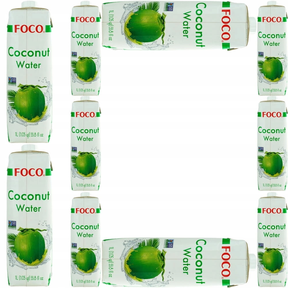 10x Zdrowa Woda Kokosowa z Kokosa 100% Naturalna Nawadnia 1000ml 1Litr Foco