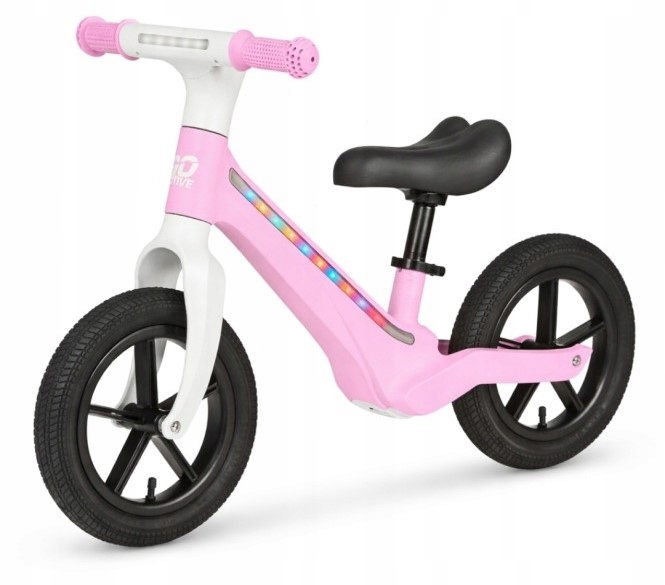 Lekki Rowerek Biegowy Go Active Regulacja siodełka Pompowane koła Led