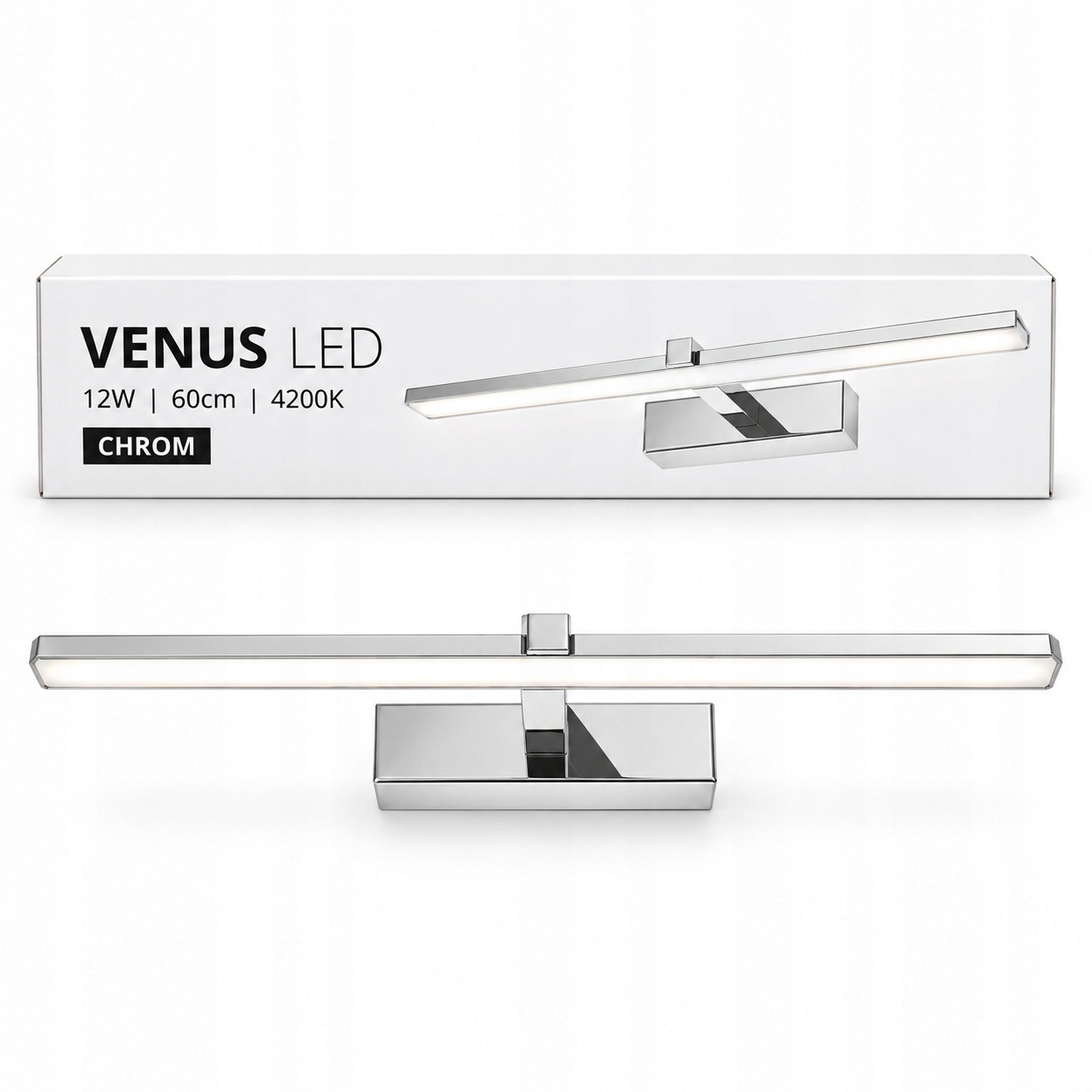 Světlo nad zrcadlo Venus 12W 60 cm chrom 4200K Led koupelnová lampa