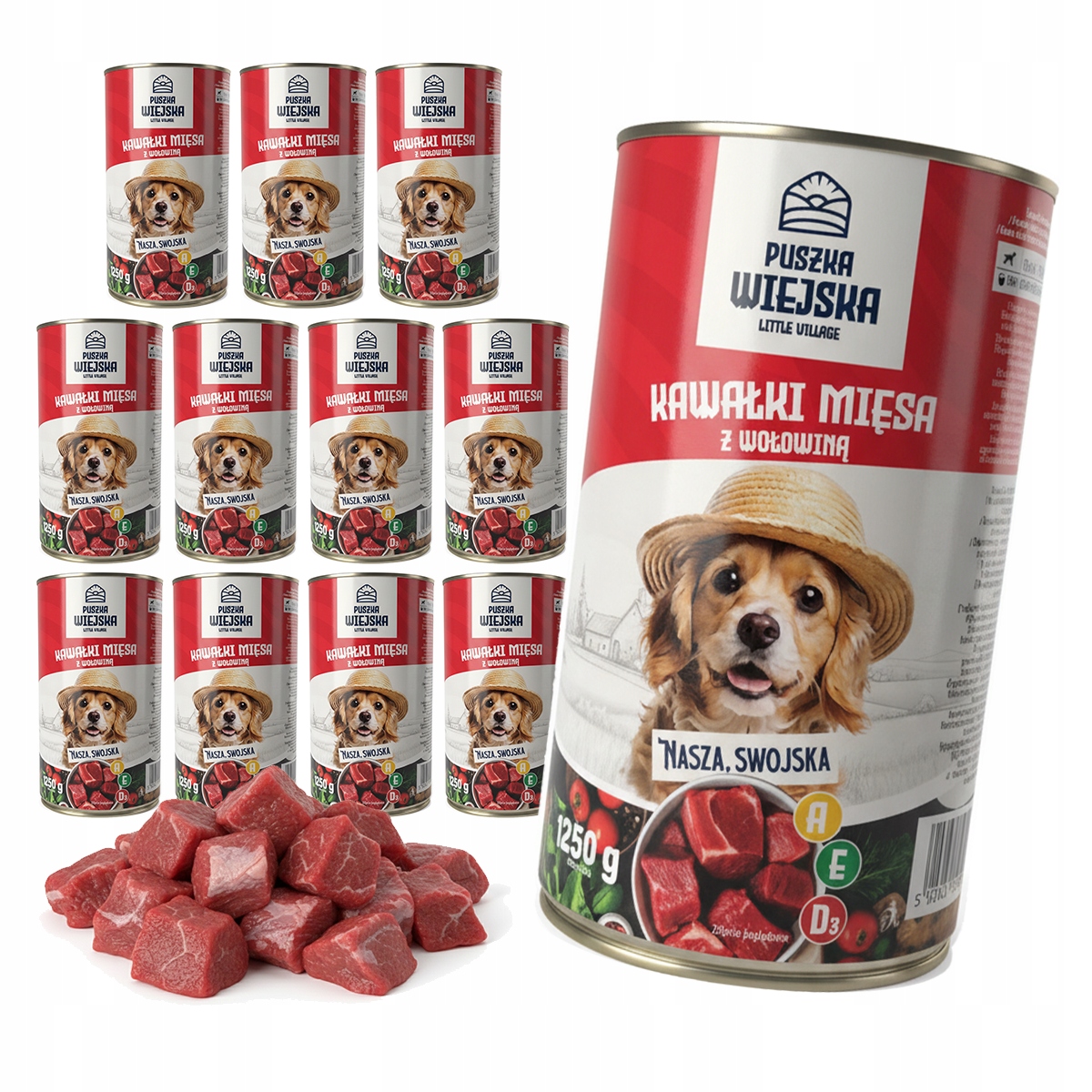 Levně Vlhké Krmivo Pro Psa Plechovka Venkovské Kousky V Omáčce S Hovězím Masem 12 x 1250 g