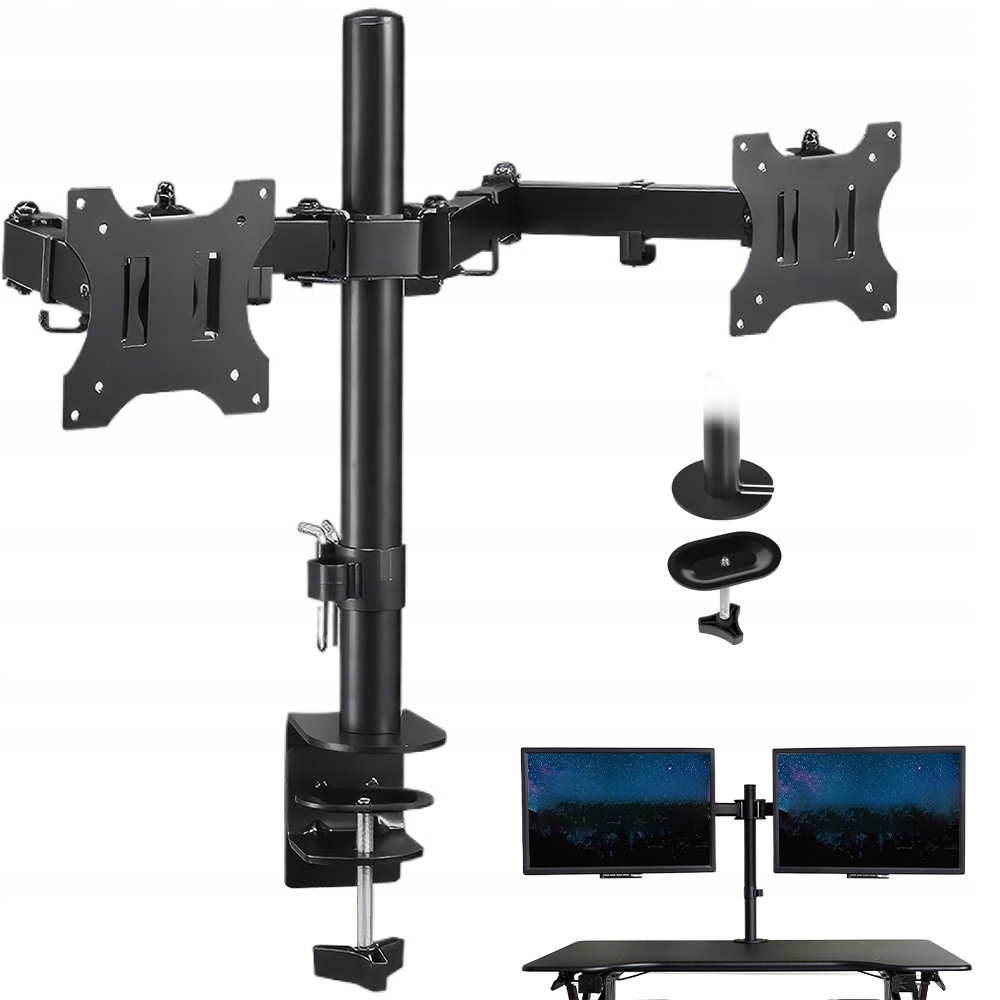 Držák Monitoru 13-30" Size Vesa 75*75/100*100 MM Ocelové Dvojité Rameno