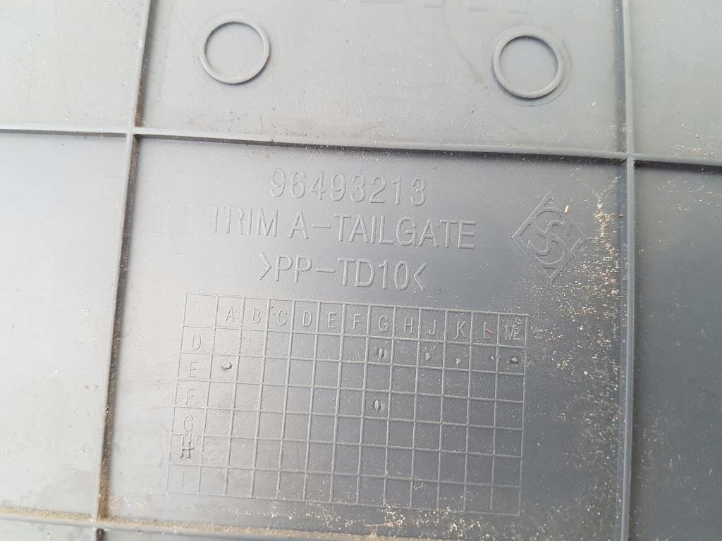 OSŁONA KLAPY BAGAŻNIKA TYŁ CHEVROLET MATIZ SPARK Numer katalogowy oryginału 96493213