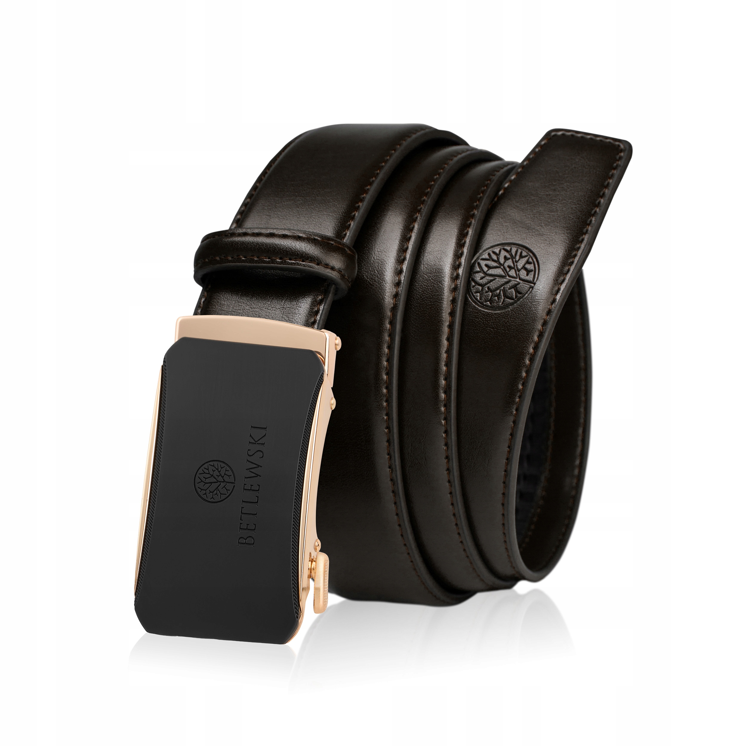 Betlewski długi skórzany pasek męski do spodni jeans klamra