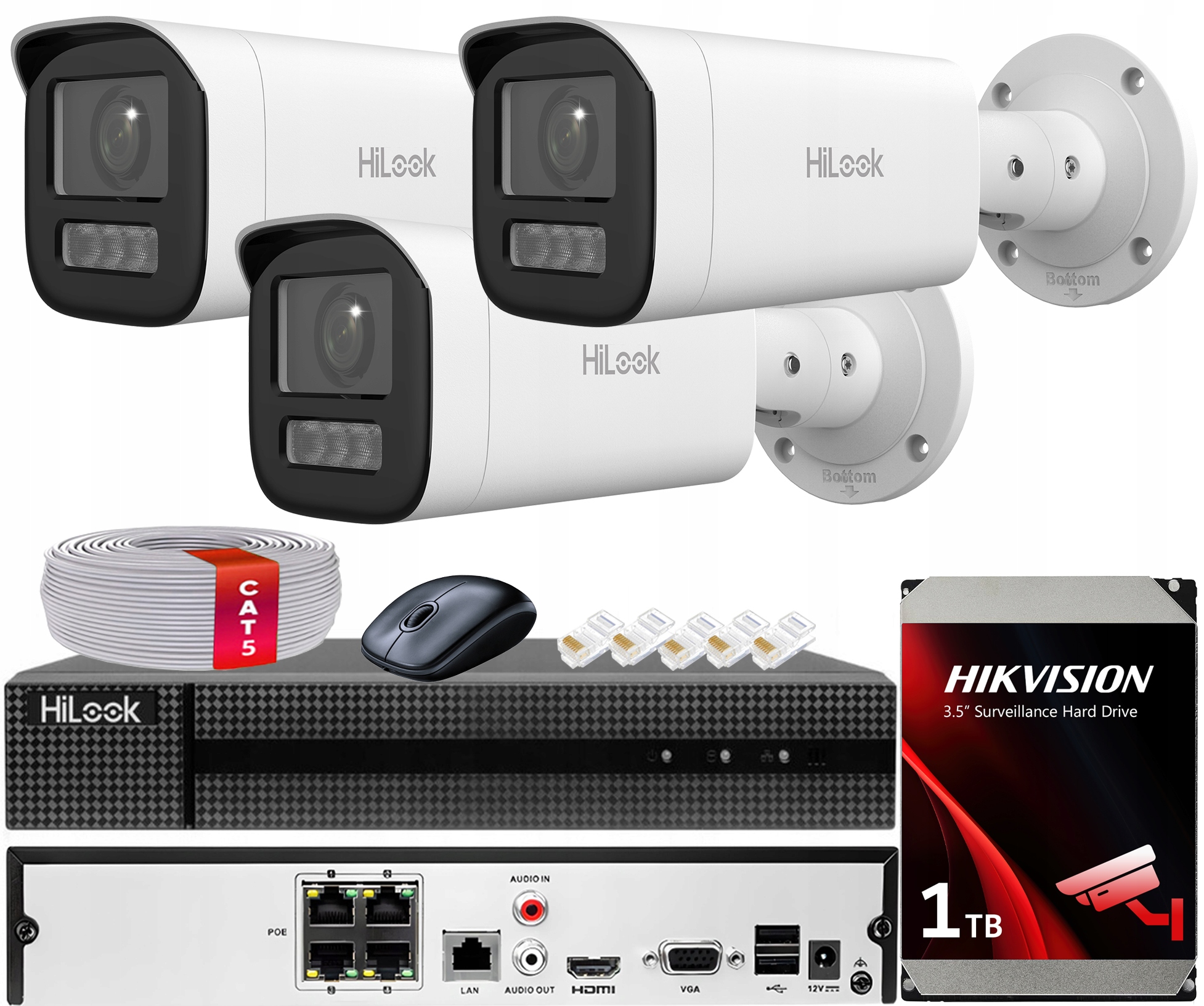 Sada Monitorování 4MPx 3 Kamery Hilook By Hikvision IPC-B640HA-LZU PoE