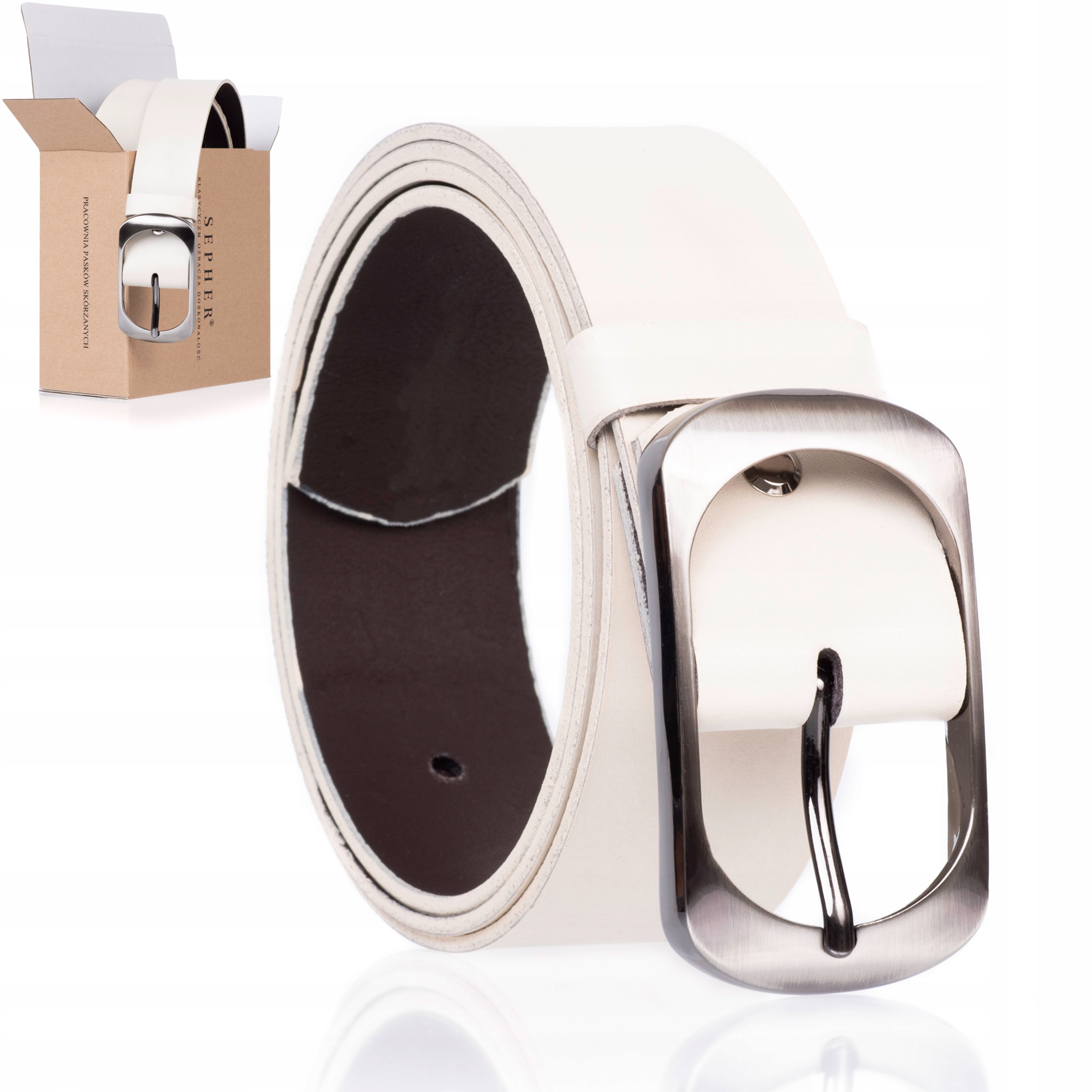 

Pasek skórzany Sepher Classic 4cm Ecru 95