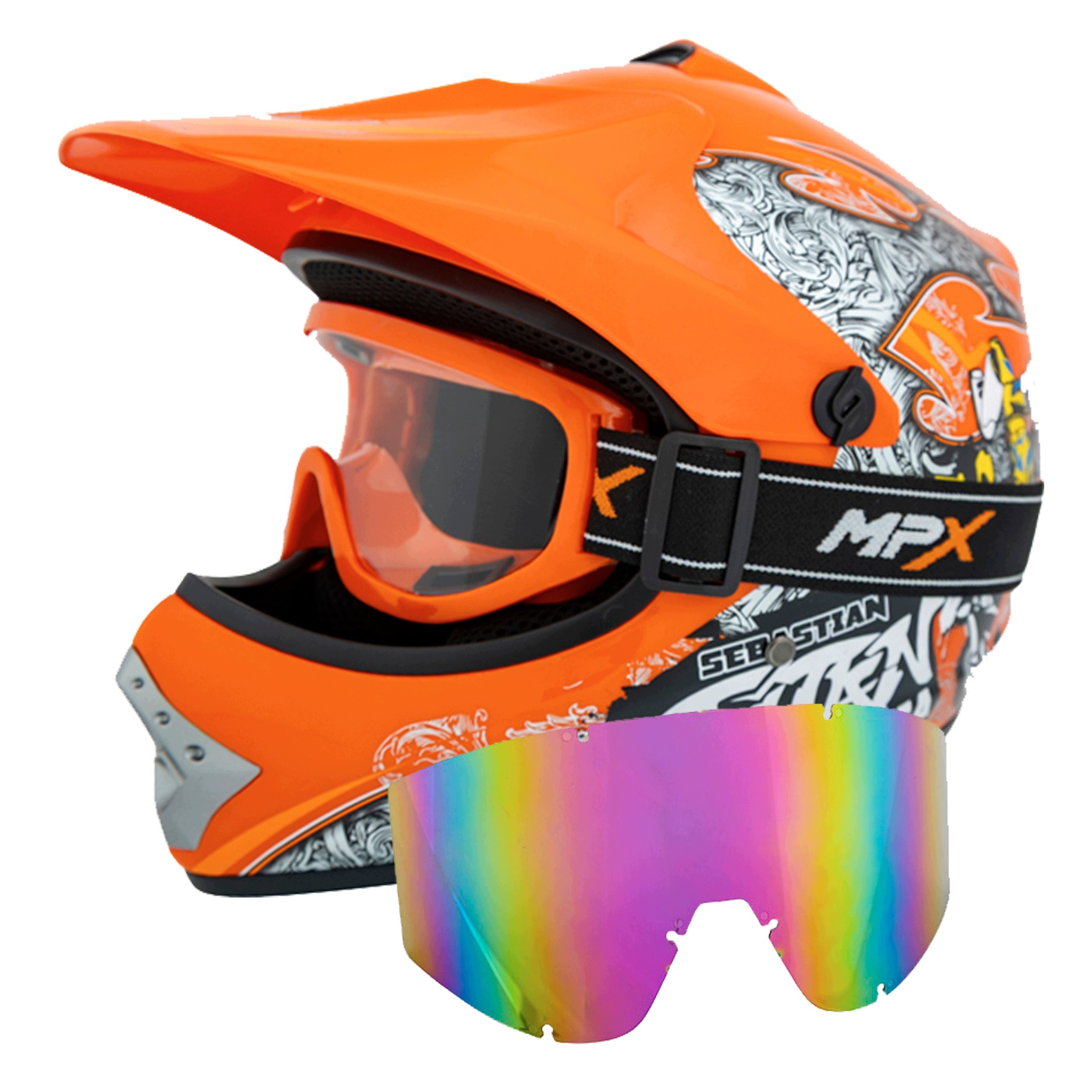Kask Cross S z Goglami dla dziecka na Quad Enduro Bmx Hulajnoga S 53-54 cm