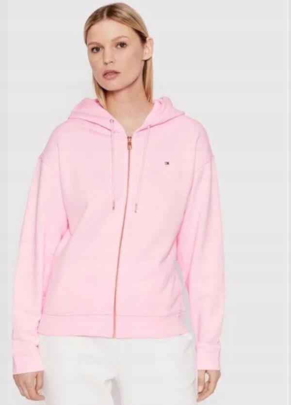 Tommy Hilfiger Dámská Mikina na zip Full Zip WW0WW32304 Růžová Relaxed Fit vel. XL