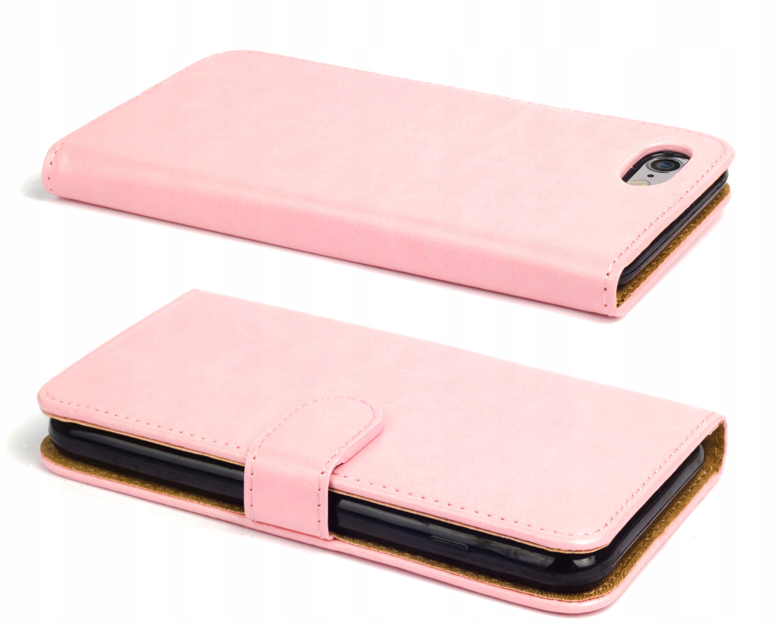 Eleganckie skórzane etui do Iphone 7 Plus Zamykane Magnetyczne RÓŻOWE