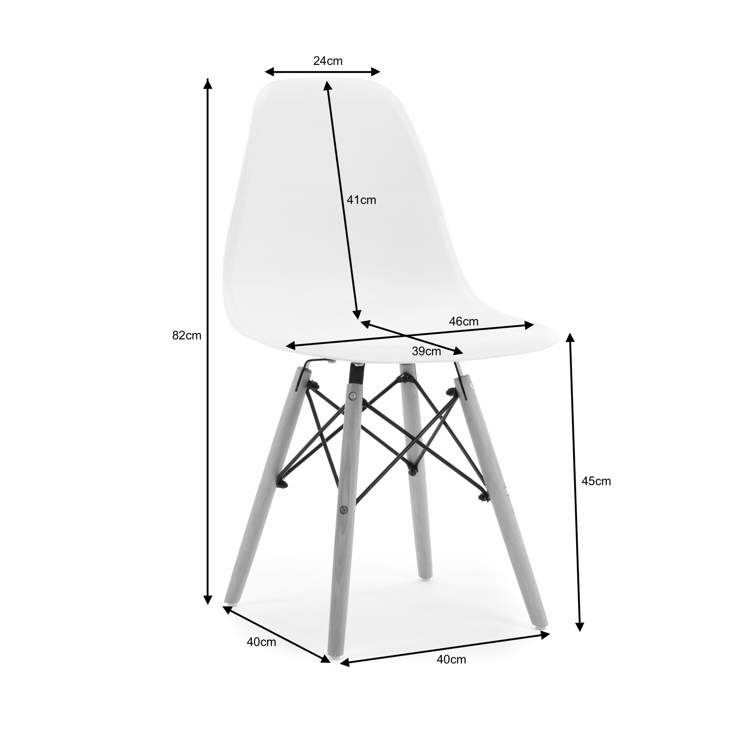 4x KRZESŁO SKANDYNAWSKIE DO JADALNI NOWOCZESNE Wysokość mebla 82 cm
