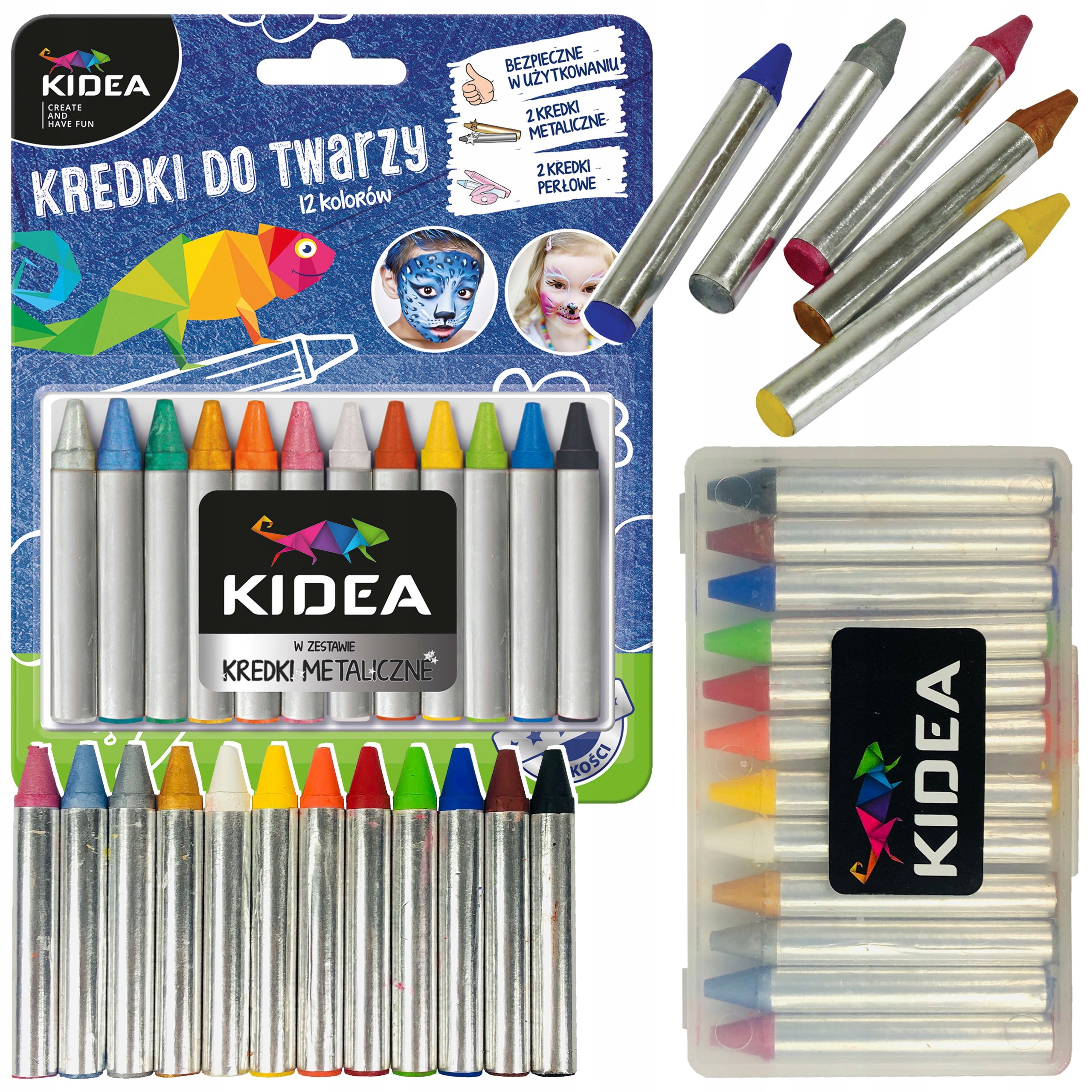 KREDKI DO MALOWANIA TWARZY 12 KOLORÓW X 2,5g KIDEA