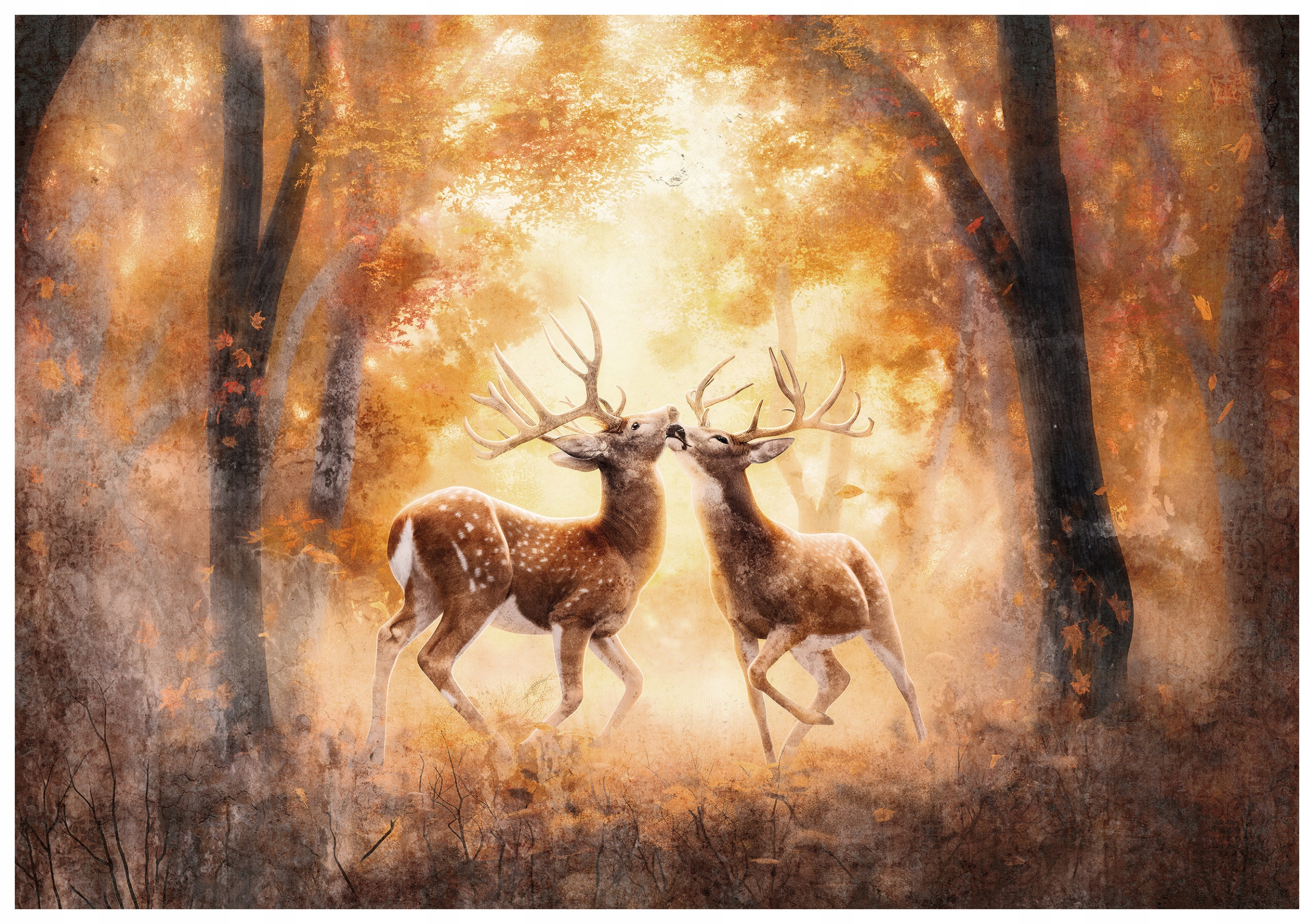 Vliesová fototapeta Jeleni v lese harmonie přírody 254x184 lepidlo