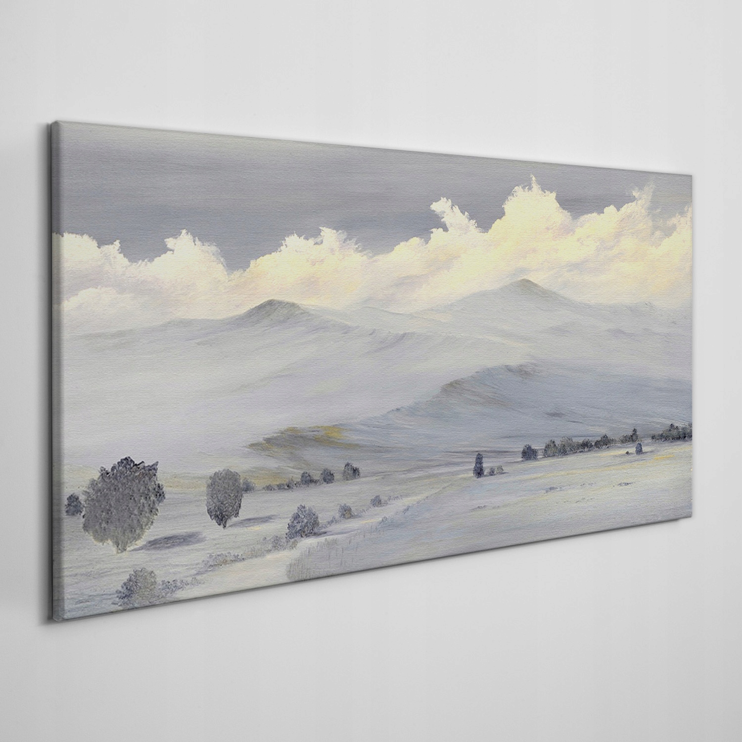 

Obraz na płótnie Malarstwo zima góry chmury 120x60