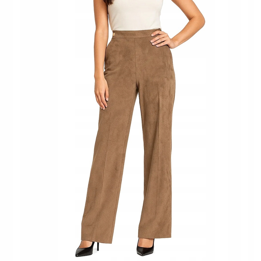Guess Hnědé Palazzo Kalhoty S Knoflíkem V Pase, Gga