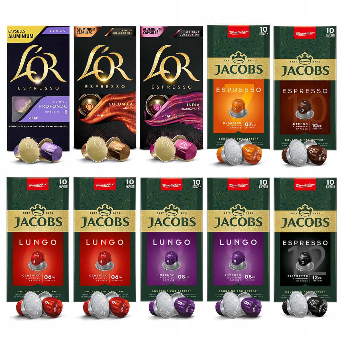 Kapsułki Jacobs i L'or do Nespresso(r)* mix 100 kapsułek 9+1 Gratis!