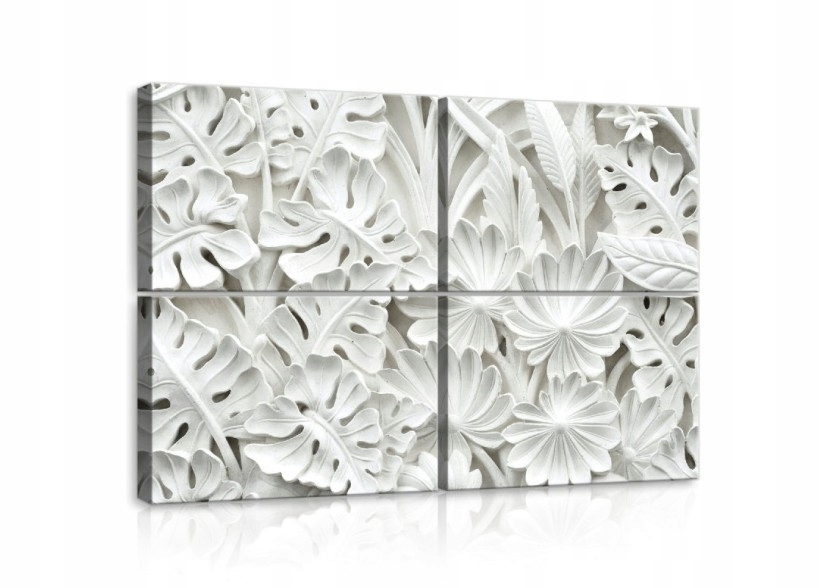 Obraz 120x80 Biely reliéf botanika listy kvety textúra príroda
