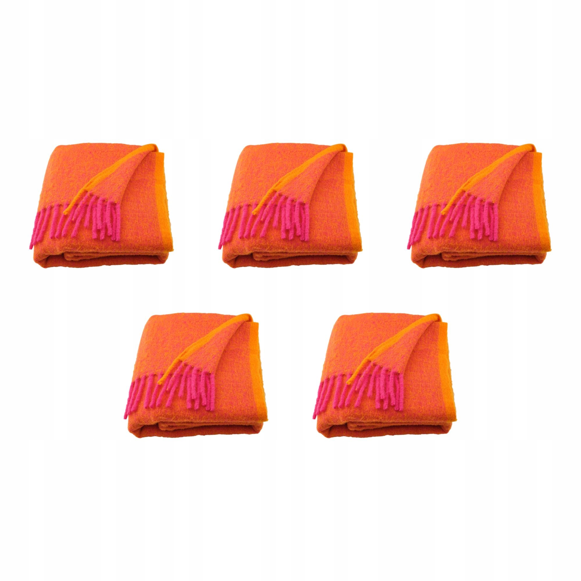 5 ks Oranžový pléd jasně růžový 130 x 170 cm Klippoxel