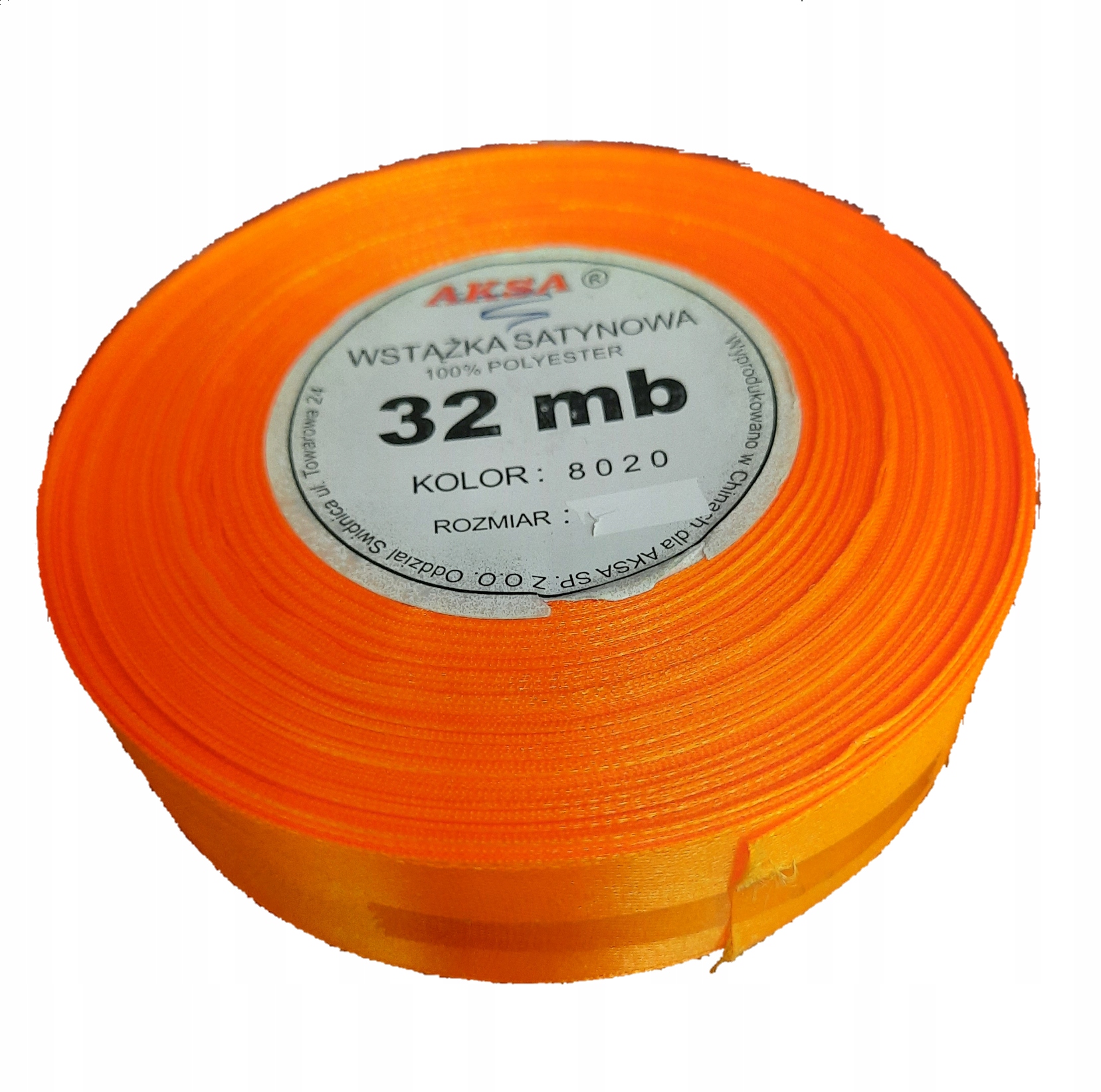 Tasiemka wsytążka satynowa 25mm/32m 8020 pomarańcz
