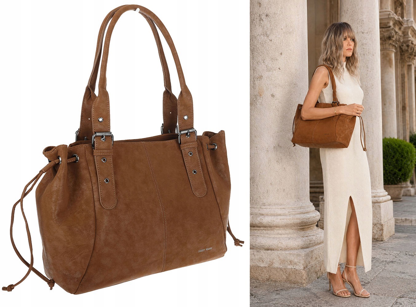 Dámská shopper kabelka A4 kufřík elegantní taška do práce NS977 Hnědá
