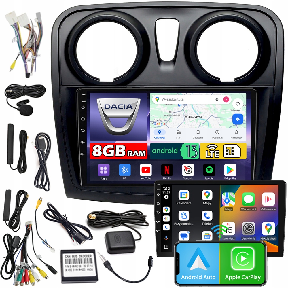 Navigace Ncs ZQ9 Dacia Sandero Logan 2012-2020 Android Navigace 8GB Lte