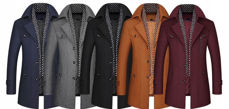 CIEPŁY MĘSKI PŁASZCZ KLASYCZNY ZIMOWY MODA TRENCZ Kod producenta 888ing