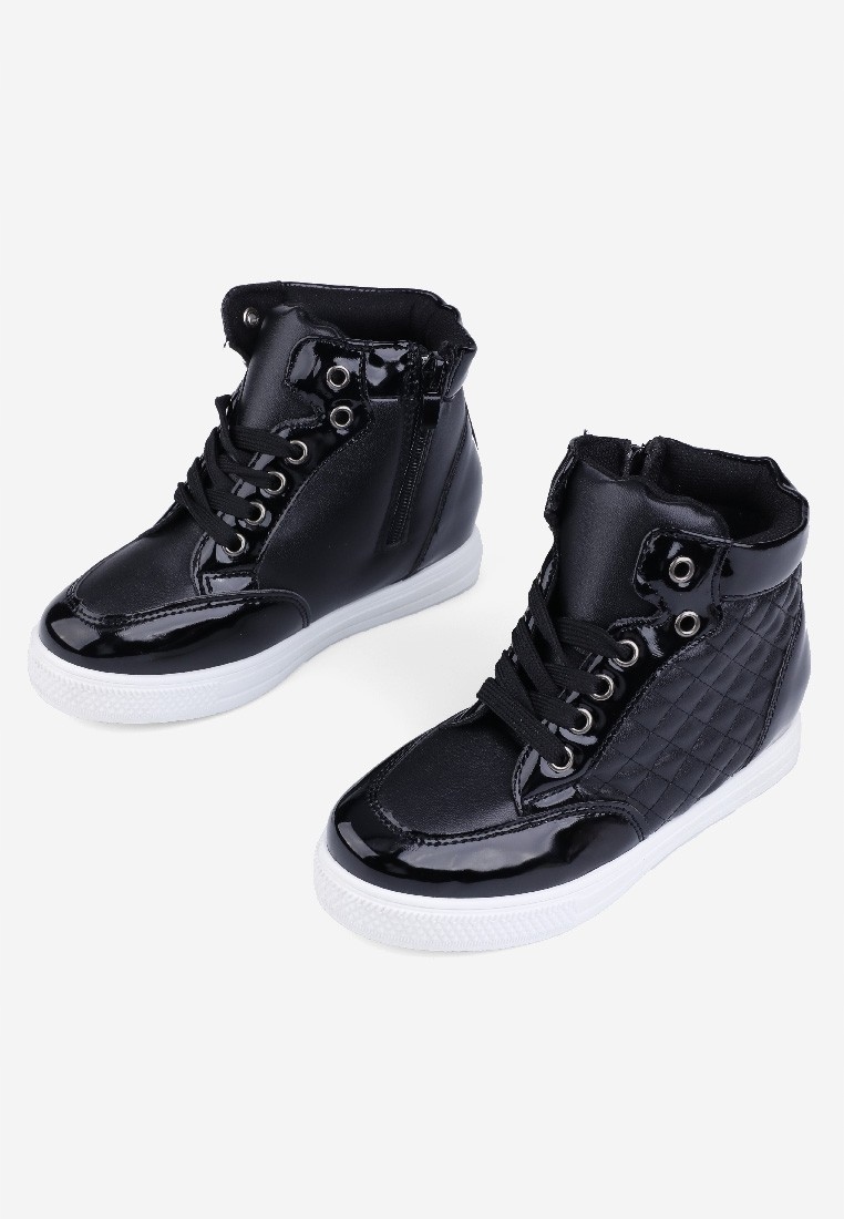 Buty dziecięce botki dziewczynki sneakersy czarne ukryty koturn suwaki Rozmiar (new) 29