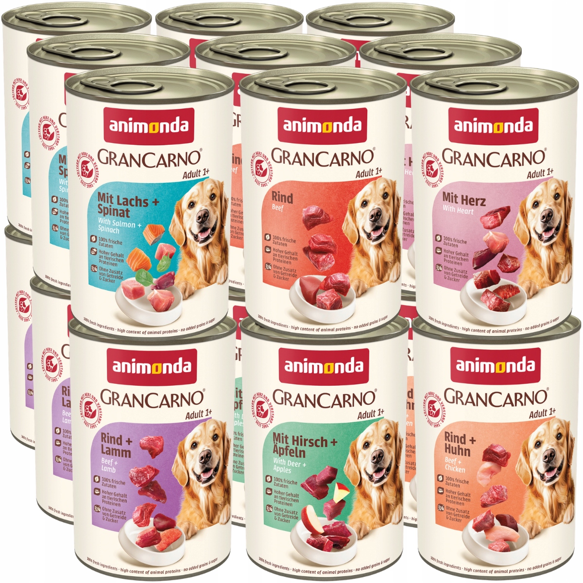 Animonda GranCarno Adult puszka Zestaw 18x400g – MIX smaków