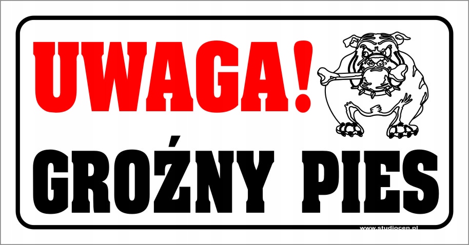 Tabliczka UWAGA GROŹNY PIES 12x24 cm