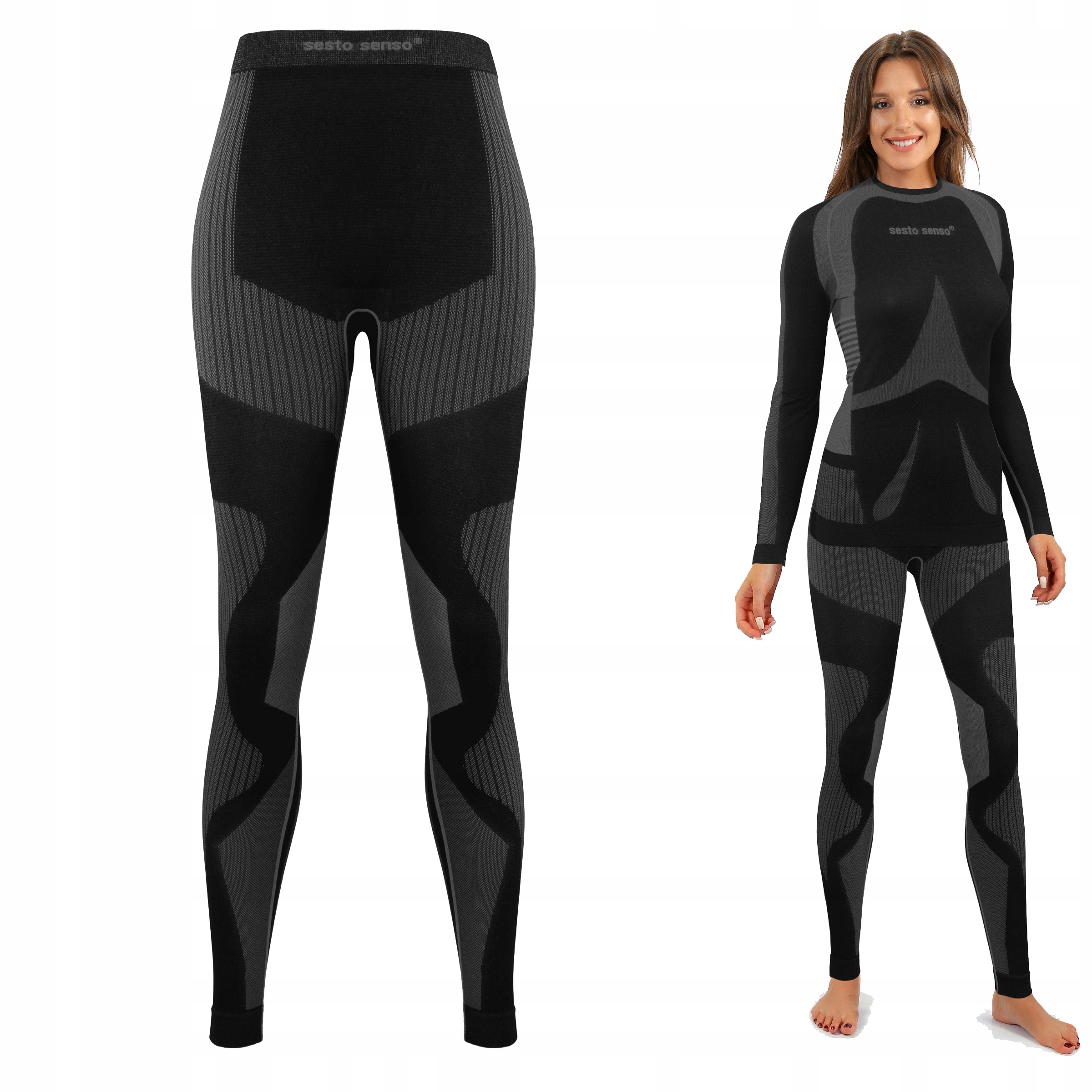 Spodnie Damskie sportowe termoaktywne legginsy Polskie Sesto Senso *M