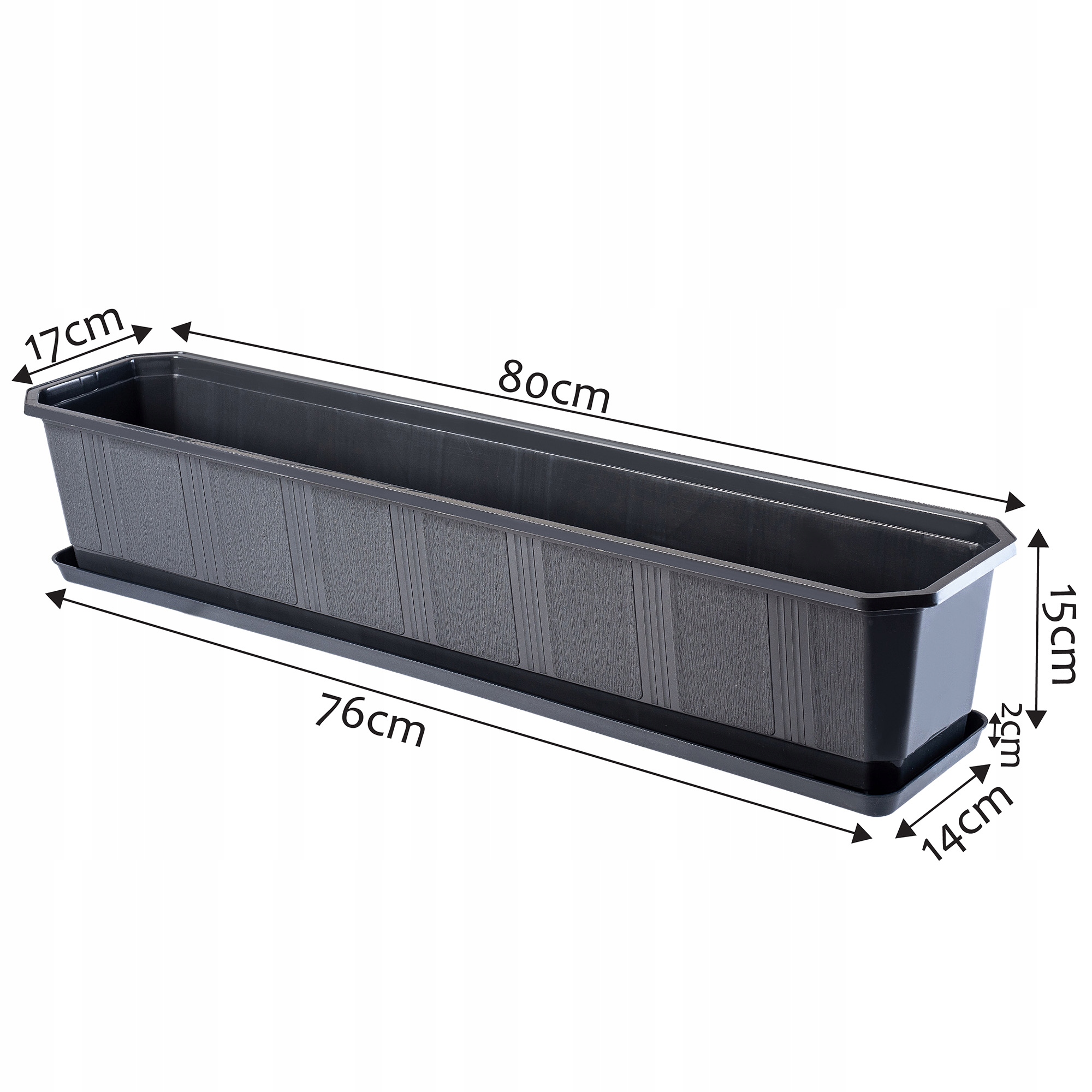 DONICA BALKONOWA + PODSTAWKA UCHWYTY 80CM GRAFIT Marka Kadax