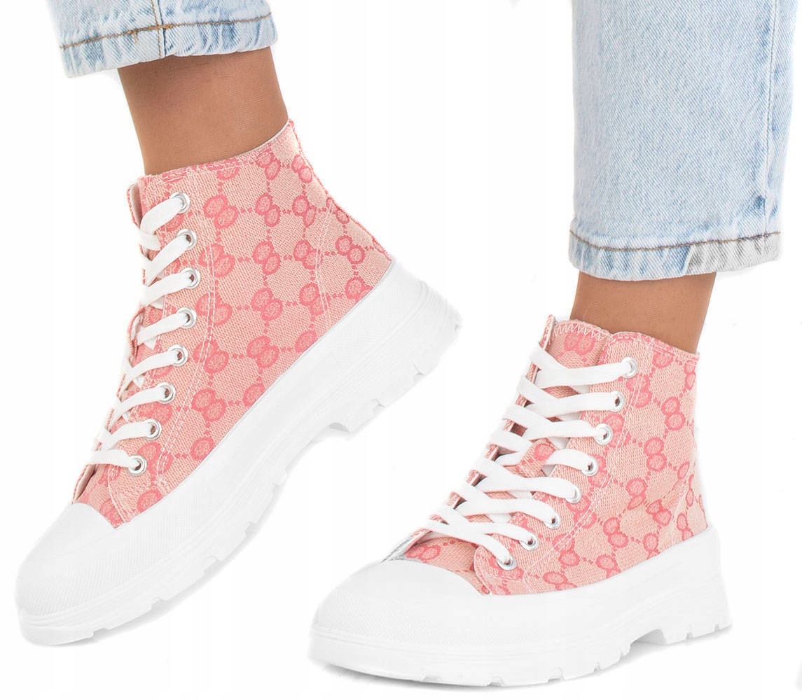 

6362 Różowe Wysokie Trampki Platforma 38