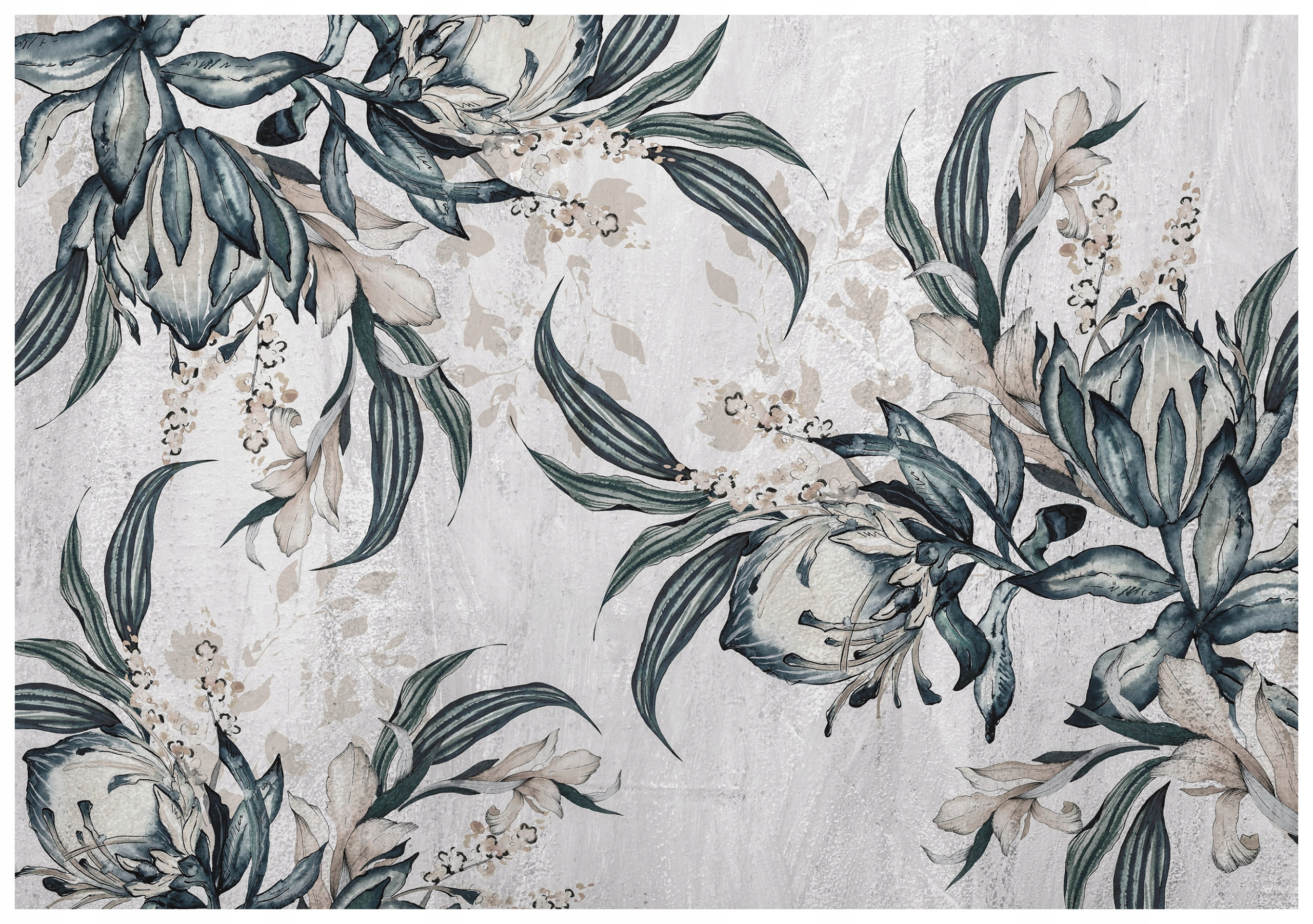 Fototapeta Kvety na betóne Loft Šedo-zelená abstrakcia 416x254 lepidlo