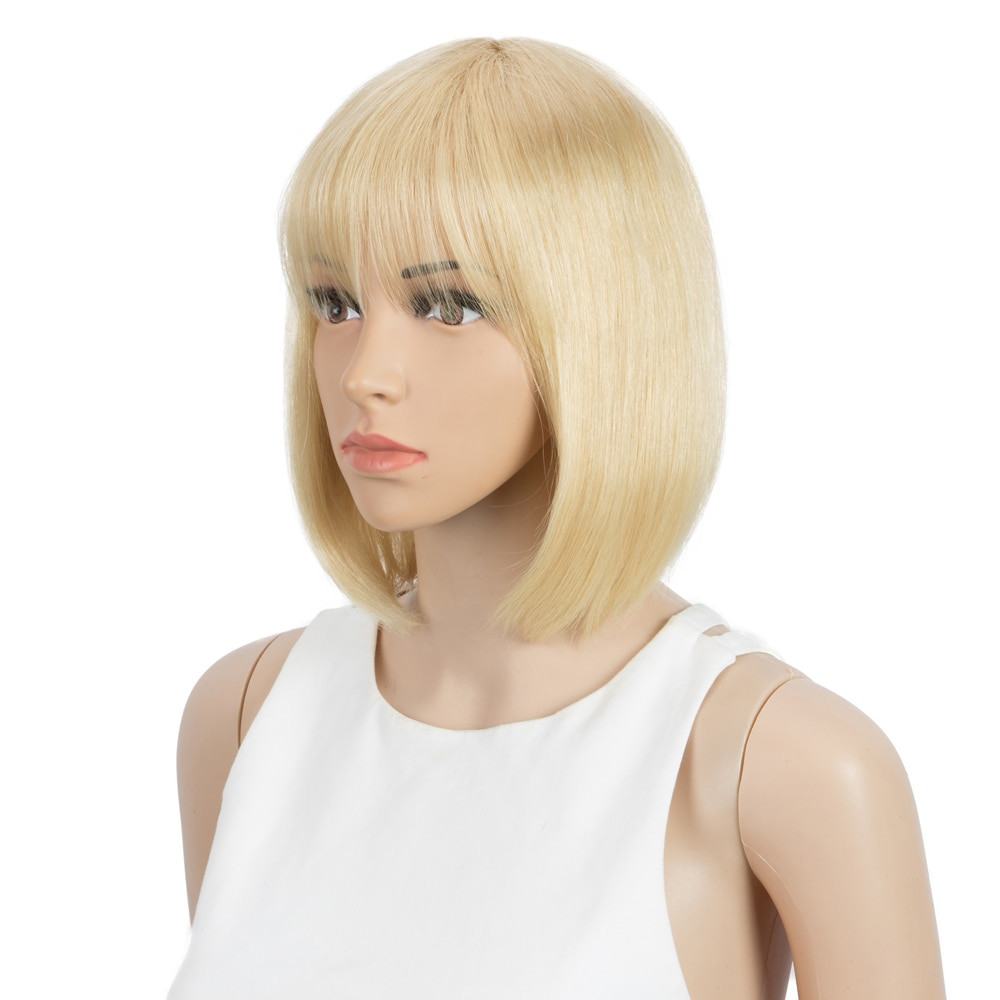 Peruka krótki bob platyna naturalne włosy