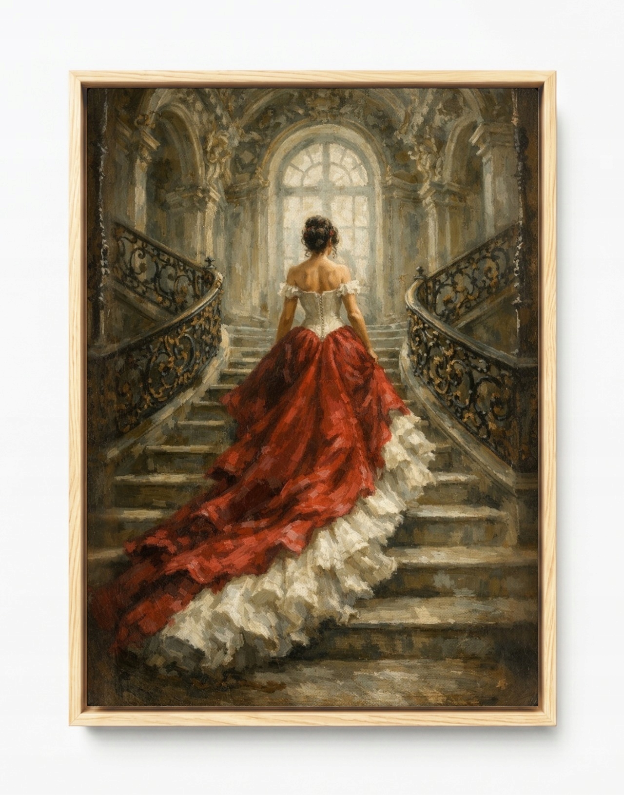 Obraz Rám American Box Zámok Palác Schody Bal Žena Styl Glamour 60x80