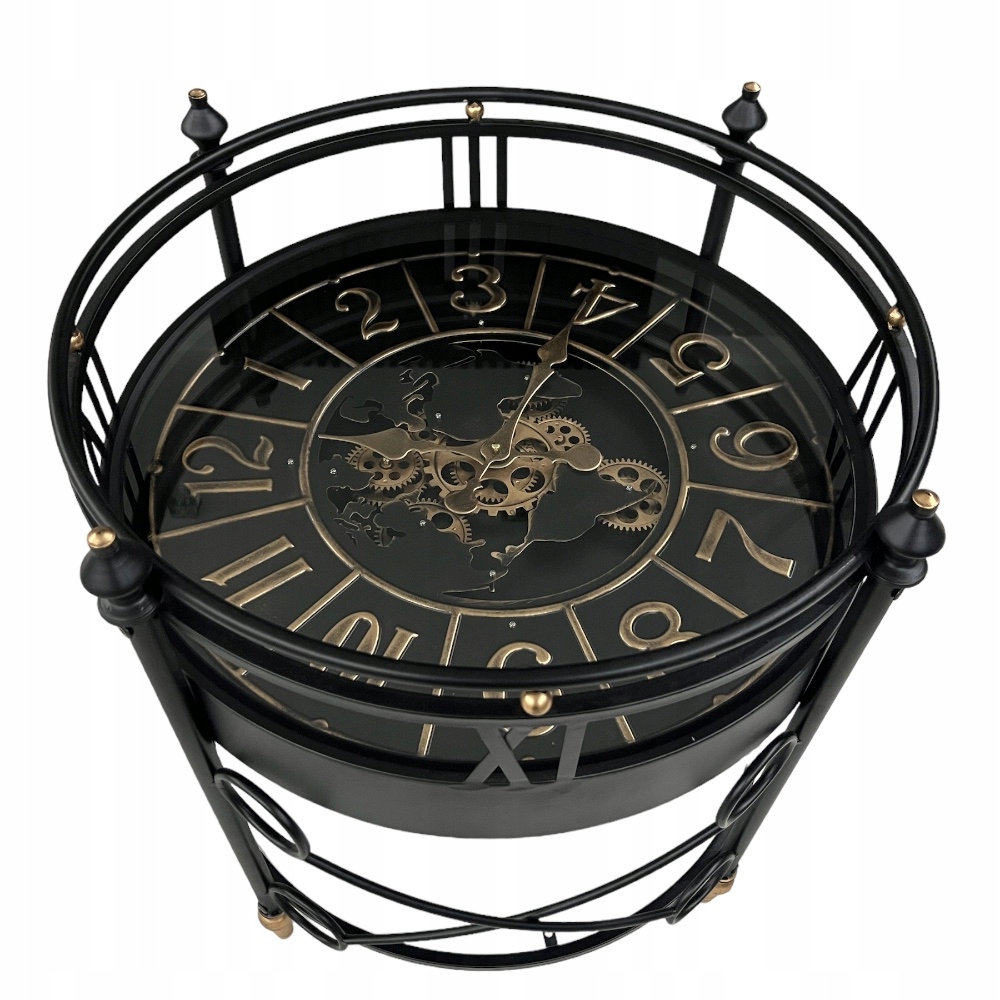 Hodiny Konferenční Stolek S Hodinami Černý Moderní Kovový