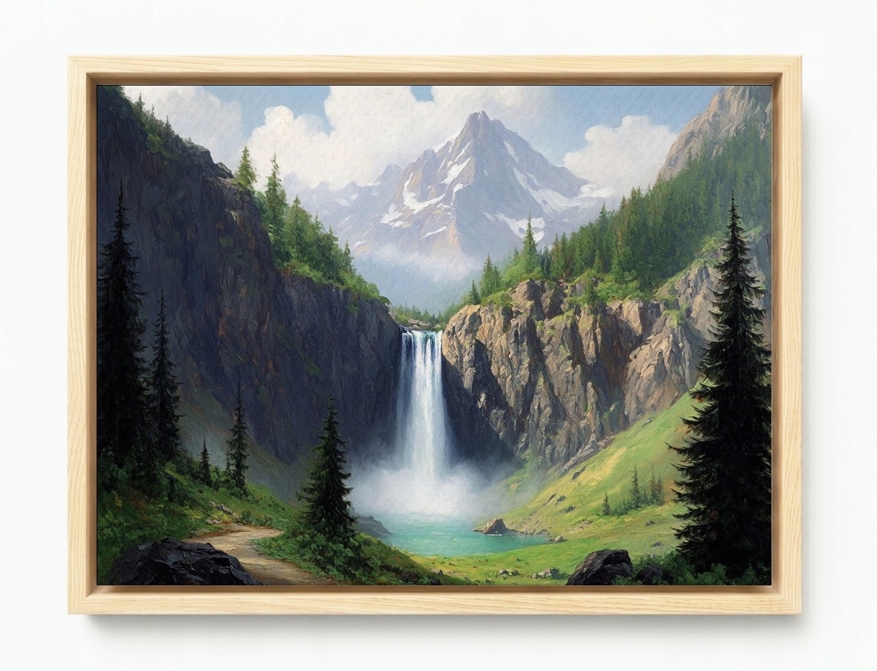 Obraz Rám American Box Krajina Hory Skaly Vodopád Les Stromy Rieka 80x60