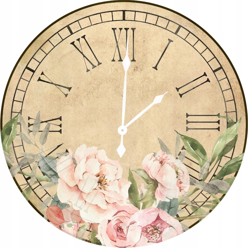 Nástěnné hodiny s římskými ozdobnými číslicemi a květinami Flowers 45 cm