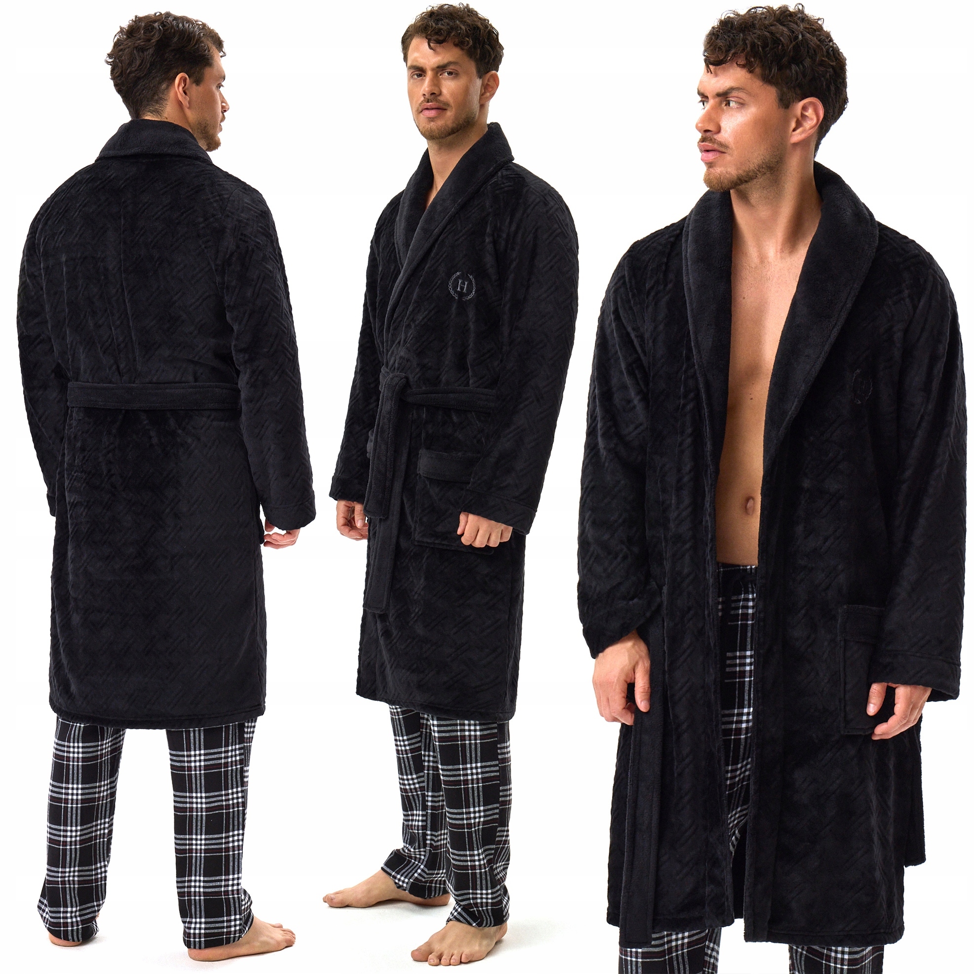 Henderson Huge elegantní pánský župan se zavazováním v pase a Límečkem XXL