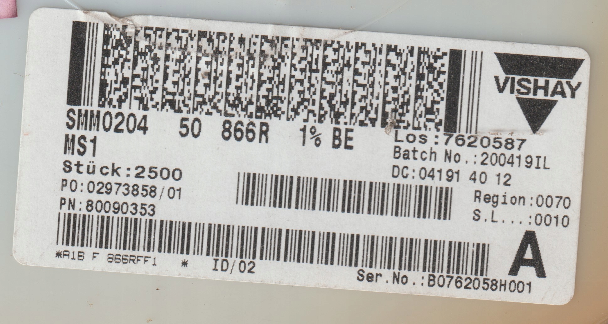 [100szt] 866R 1% 50ppm rezystor Smd minimelf SMM0204 Draloric low noise