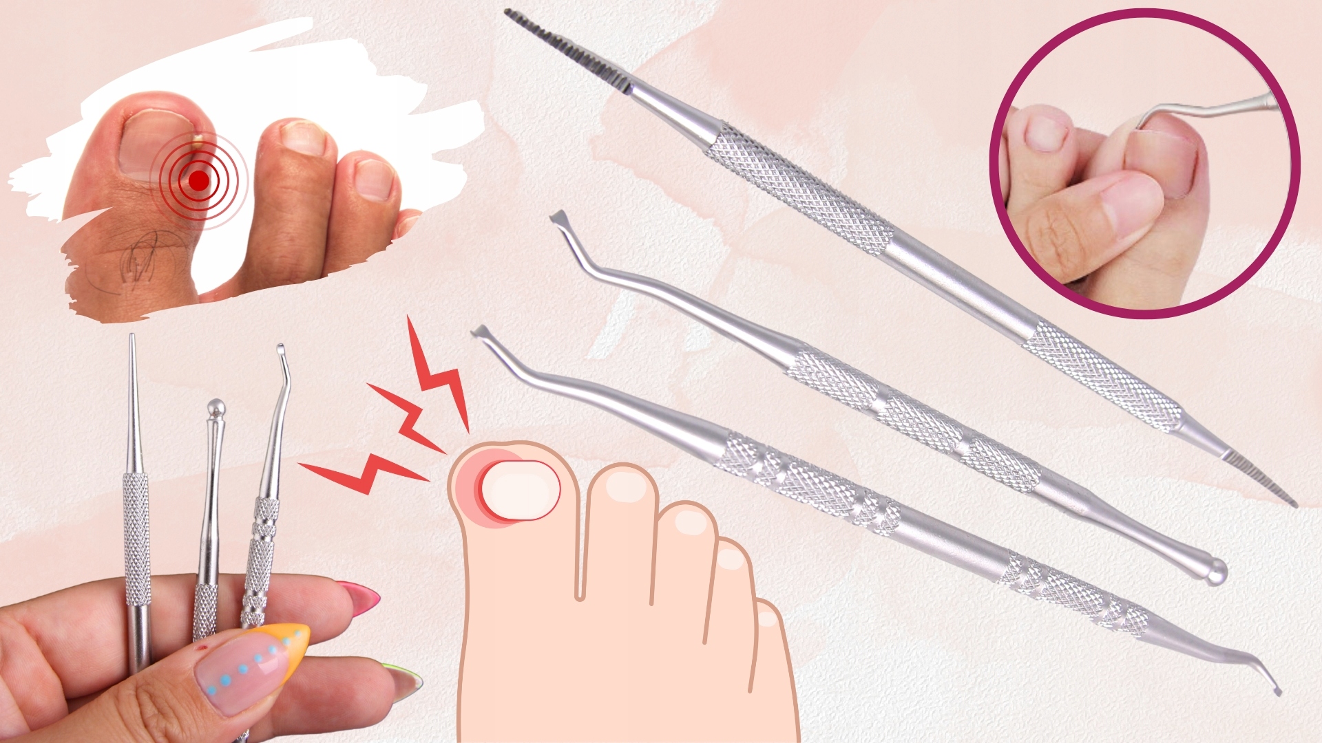 ZESTAW DO WRASTAJĄCYCH PAZNOKCI ŁYŻECZKI PODOLOG Kod producenta 1167