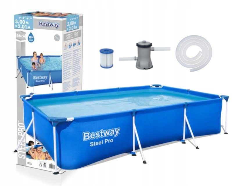 Basen Ogrodowy Stelażowy 300 x 201 x 66 cm Bestway Niebieski